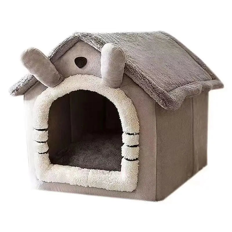 Indoor Warm Pet House Bed | Soft Dog Kennel & Cat Tent with Removable Washable Cushion (All Seasons)