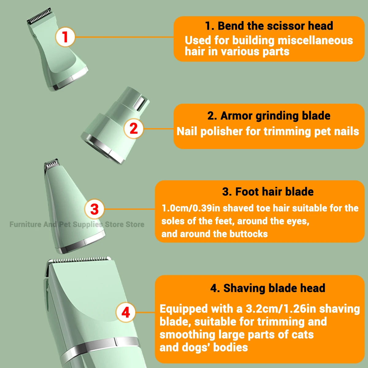 4-in-1 Professional Pet Grooming Trimmer | Low Noise Waterproof Dog & Cat Hair Clipper.