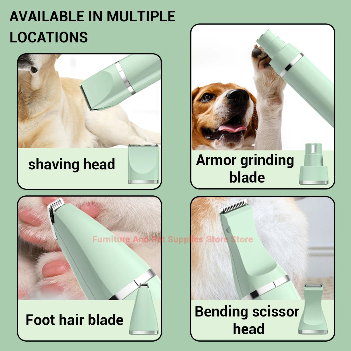 4-in-1 Professional Pet Grooming Trimmer | Low Noise Waterproof Dog & Cat Hair Clipper.