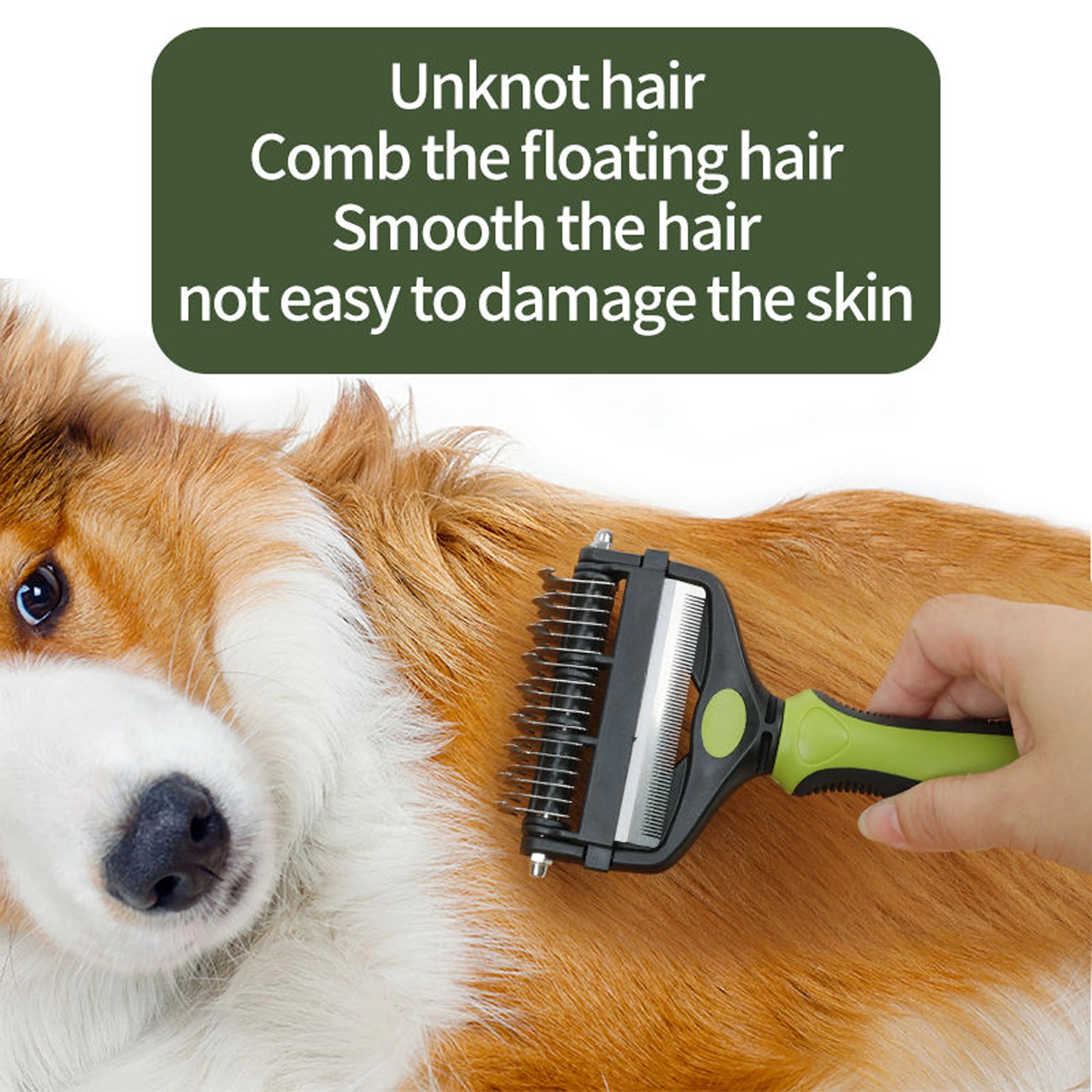 Hooral™ 3-in-1 Pet Deshedding Brush | Dog & Cat Hair Remover, Fur Knot Cutter & Grooming Comb.