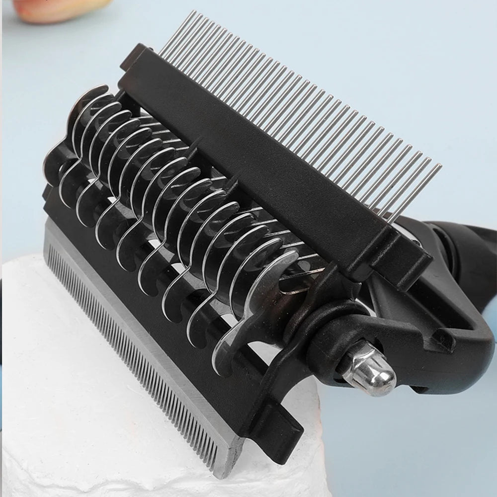 Hooral™ 3-in-1 Pet Deshedding Brush | Dog & Cat Hair Remover, Fur Knot Cutter & Grooming Comb.